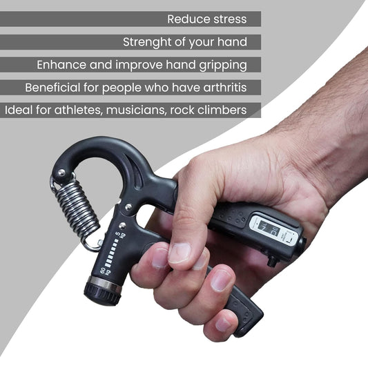 Adjustable Hand Grip Strengthener with Counter | 10–60kg Resistance Trainer for Men & Women