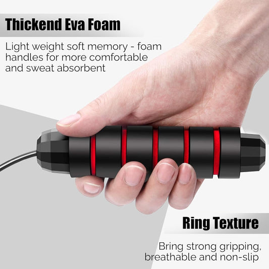 Premium Speed Skipping Rope | Adjustable Jump Rope for Fitness & Cardio (Black & Red)