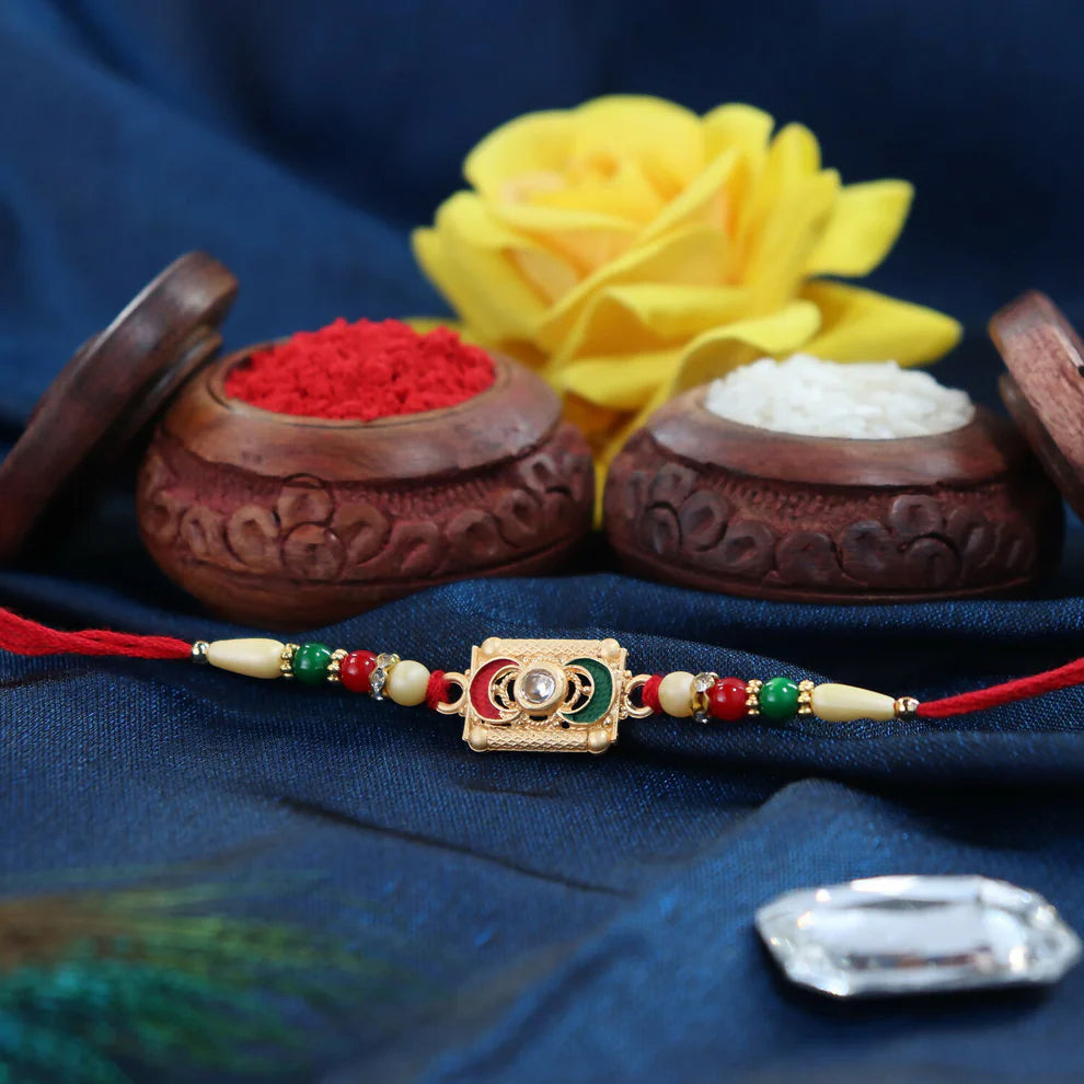 Traditional Meenakari Rakhi for Brother | Handmade Designer Rakhi for Raksha Bandhan