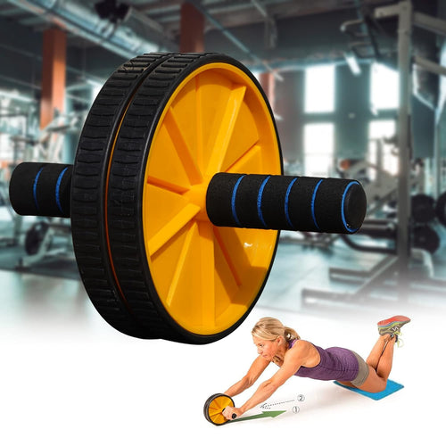 Premium AB Roller Wheel with Knee Mat | Core & Full Body Workout Equipment (Yellow & Black)