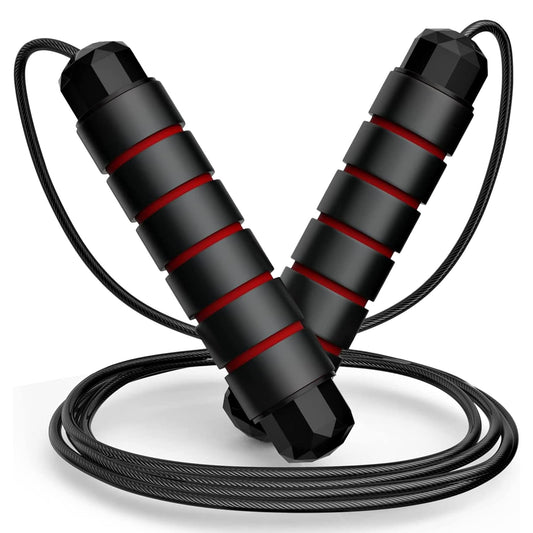 Premium Speed Skipping Rope | Adjustable Jump Rope for Fitness & Cardio (Black & Red)