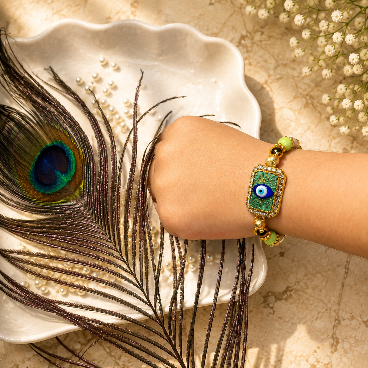 Pack of 3 Evil Eye Rakhi Set | Protective Rakhi for Brother with Elegant Design