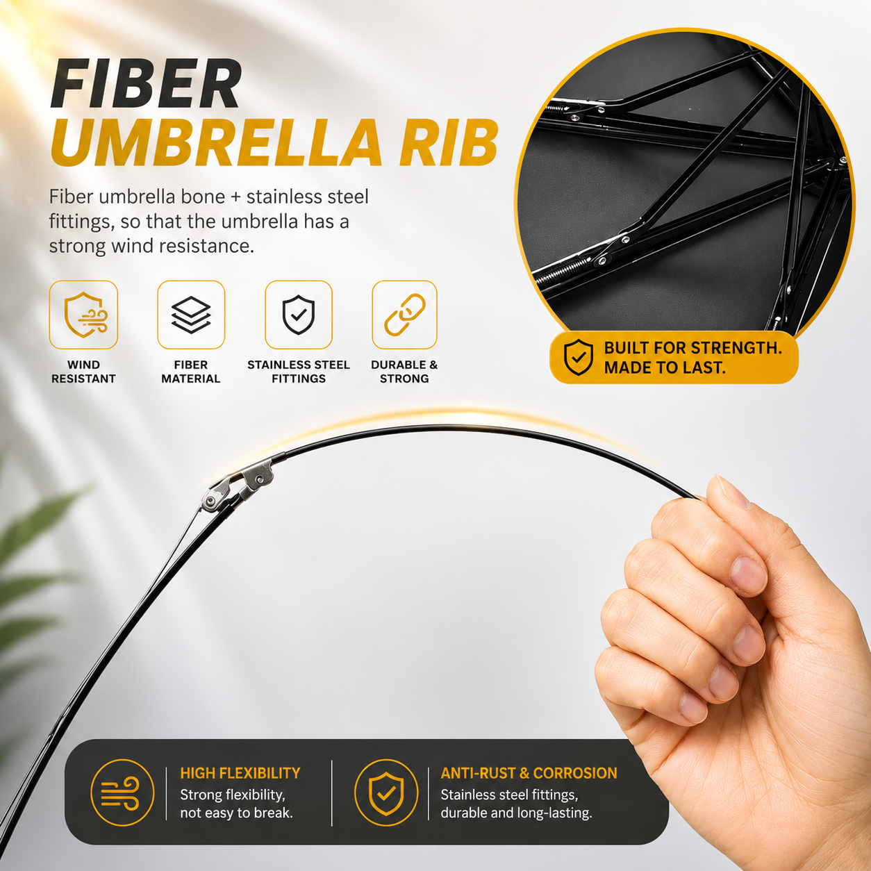 Compact portable umbrella with durable frame and water-resistant canopy for daily commuting.