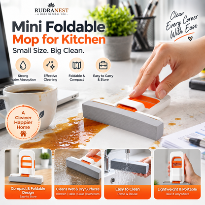 Mini Foldable Mop for Kitchen | Compact Multipurpose Cleaning Mop