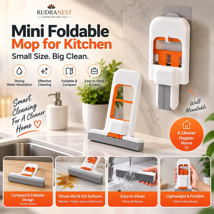 Mini Foldable Mop for Kitchen | Compact Multipurpose Cleaning Mop