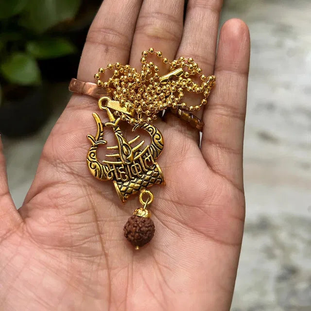 Shiva Trishul & Damaru Spiritual Necklace | Premium Mahadev Pendant for Men & Women