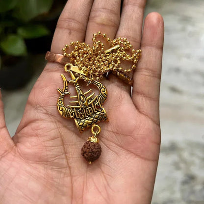 Shiva Trishul & Damaru Spiritual Necklace | Premium Mahadev Pendant for Men & Women