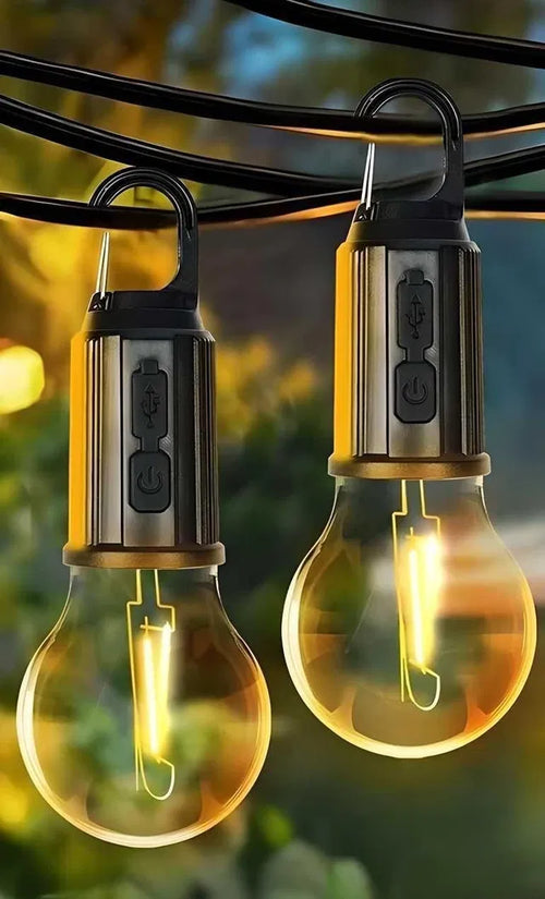 LED Hanging Camping Bulb Lights (Pack of 2) | 3 Lighting Modes Portable Tent Lamps