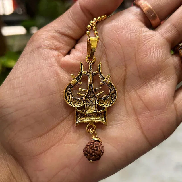 Shiva Trishul & Damaru Spiritual Necklace | Premium Mahadev Pendant for Men & Women
