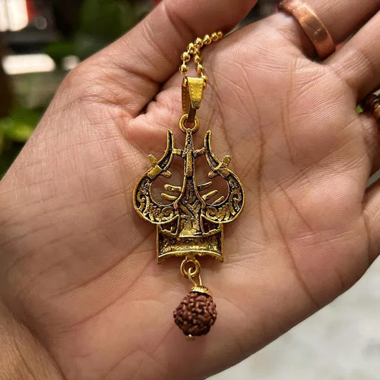 Shiva Trishul & Damaru Spiritual Necklace | Premium Mahadev Pendant for Men & Women