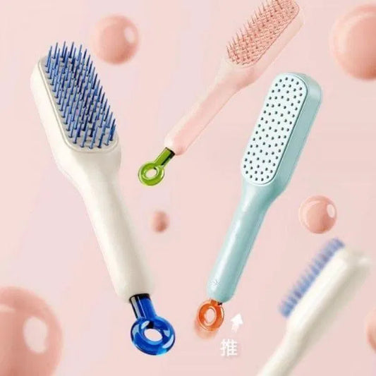 Self-Cleaning Anti-Static Massage Hair Comb | Detangling Scalp Brush for Adults & Kids