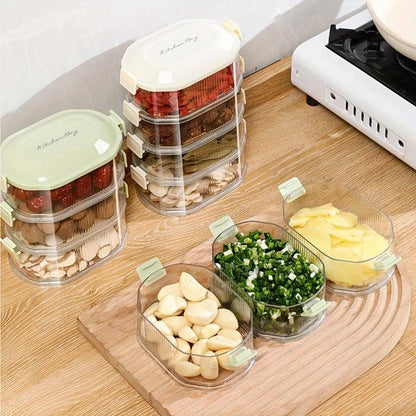 4-Layer Transparent Spice Storage Box | Airtight Kitchen Organizer with 4 Compartments