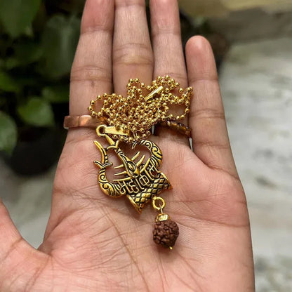 Shiva Trishul & Damaru Spiritual Necklace | Premium Mahadev Pendant for Men & Women