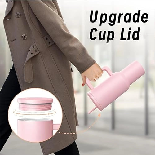 1200ml Stainless Steel Insulated Tumbler | Vacuum Flask with Handle & Straw