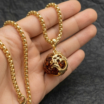 Premium Om Rudraksha Pendant with Gold-Plated Chain for Men and Women – Spiritual Necklace